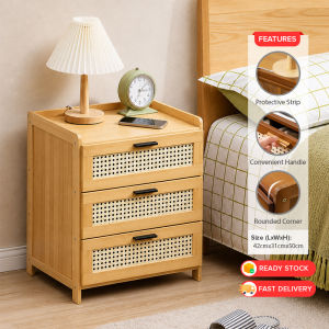 TEEMO 3 Layer Bamboo Bedside Cabinet With Drawer Storage Cabinet Bambu Laci Meja Kasur Bilik Tidur Meja sisi - Fulfilled by TEEMO