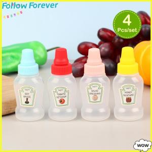 【Follow】【New Arrived】 COD 4Pcs set Mini Sauce Bottle Ketchup Honey Salad Containers Bottles Portable Sauce Jars Storage Lunch Box Dressing Dispensers