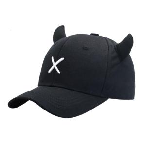 Women Baseball Hat Cartoon Horn Lovely Horn Fun Letter Hat for Idol Concert Shows Embroidery Caps for Adults