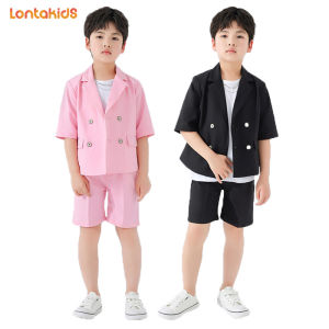 lontakids ในฤดูร้อนเด็กชายเด็ก2ชิ้น/3ชิ้นแขนสั้นธรรมดาชุดชุดสูทเสื้อนอกกางเกงขาสั้นสุภาพบุรุษชุดชุดสูททางการสำหรับงานแต่งงาน2-11Years โฮสต์ลำดับขั้นของงานเลี้ยงวันเกิดการแสดง