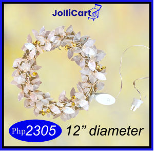 JolliCart 1Pc Capiz Christmas Wreath/ Decor with Lights