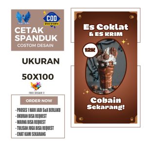 Cetak Spanduk Banner ES COKLAT ES KRIM Ukuran 50x100 cm Bisa Request