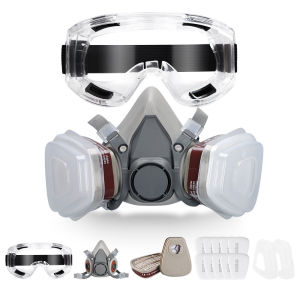 6200 Gas Mask Set with Filters & Goggle Respirator for Spray Pesticides Chemicals Renovation Formaldehyde