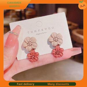 ❣️❣️❣️ Brown Two Color Flower Drop Dangle Earrings For Women Korean Fashion Jewelry Wedding Party Girl Elegant Jewelry Accessories