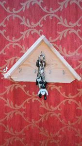 Free delivery -House Type Key Holder / Pine Wood / Wood Nature Color / Wall Mounted