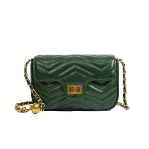 New model top-layer cowhide-style womens handbag   Genuine leather commuter high-end luxury chain crossbody small square bag