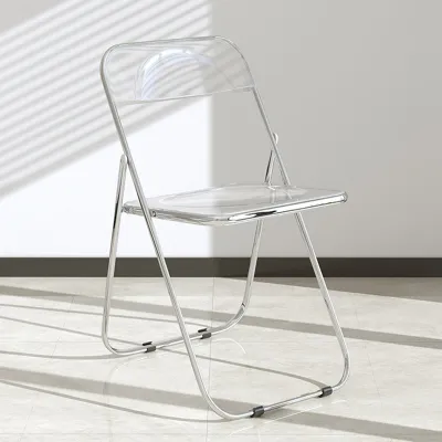 PVC Transparent Crystal Foldable Chair Acrylic Lightweight Minimalist Simple Bedroom Study Office Chair/Local Stock