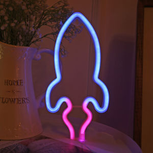 LED Neon Night Light LED Rocket Planet Alien INS Neon Light Wall Art Sign Night Lamp Modeling Lighting Creative Table Lamp Room Decoration Light Xmas Birthday Gift Wedding Party Wall Hanging Neon Lamp