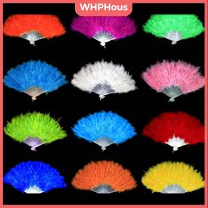 WHPHous 9 Colors New Costume Wedding Showgirl Dance Folding Hand Feather Fan Fancy