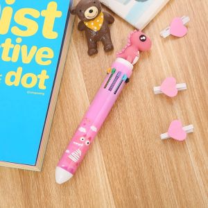 Animals Multicolor 10 Color Ballpoint Pulpen Isi 10 Warna Motif Karakter Hewan Lucu Bolpoin Multiwarna
