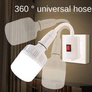 E27 LED Bulb Plug Socket Universal Extension Lamp Holder with Switch Base Plug in Flexible Wall Light Socket