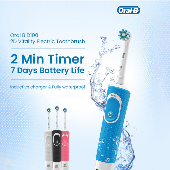 Oral B D100 Vitality Brightening Automatic Acoustic Vibration ...