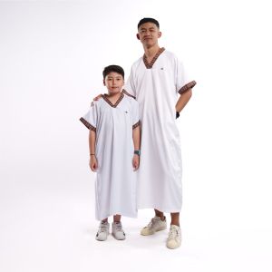KHOIRUMMAH Jubah Marocco Couple - Gamis Ayah Dan Anak Polos Lengan Pendek - Black