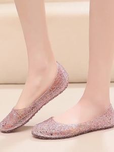 [Free Shipping] New Summer Hollow BirdS Nest Mesh Sandals Flat Heel Breathable Casual Dance Jelly Beach Shoes
