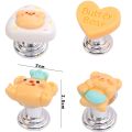 【Warm Homie】4 Pcs New Cute Butter Bear Toilet Press Button Water Tank Push Switch Assistant Cabinet Door Drawer Handle. 