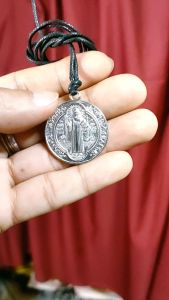 St. Benedict Miraculous Silver Medal 1.2 Inch Protection Pendant Necklace