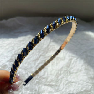 Bando Impor Rhinestone Korea dengan Aksen Kristal Permata Aksesoris Rambut Wanita Pesta BOP001