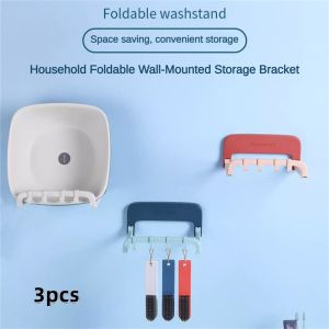 Hourser 3Pcs Storage Rack Punch-free Wall Mounted holder Home Bathroom Rack Shelf Space Savers Organizer