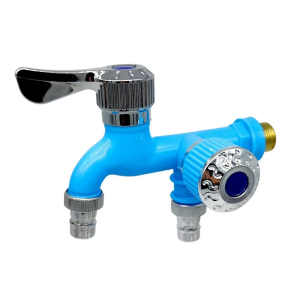 HW063- Double Outlet Faucet Dual Control 4-point faucet for household use one to two anti freezing and splash proof kitchen dual control washing machine faucet