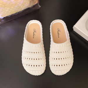 Free Shipping WomenS Summer Outdoor Half-Slipper Sandals New Style With A Closed-Toe Design And Cut-Out Details Fashionable Solid-Color Casual Sandals