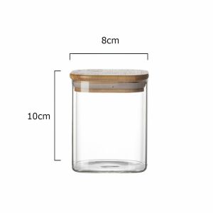 [HCM] Hũ Thủy Tinh Vuông Hộp Lọ Thủy Tinh Vuông Nắp Gỗ Đựng Thực Phẩm  Đồ Khô Ngũ Cốc450-3800ml Hesede