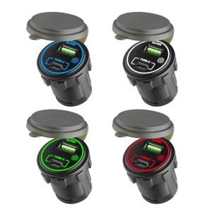 Quick Charging 66W Vehicles Power Adapter USB C & USB Car with Touch Control and LED Light for 12V~24V Vehicles