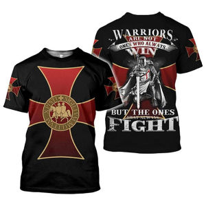 European Retro Knights Templar T Shirt Men 3D Printed Oversized T-Shirts Round Neck Vintage Mens T-Shirts Summer Tee