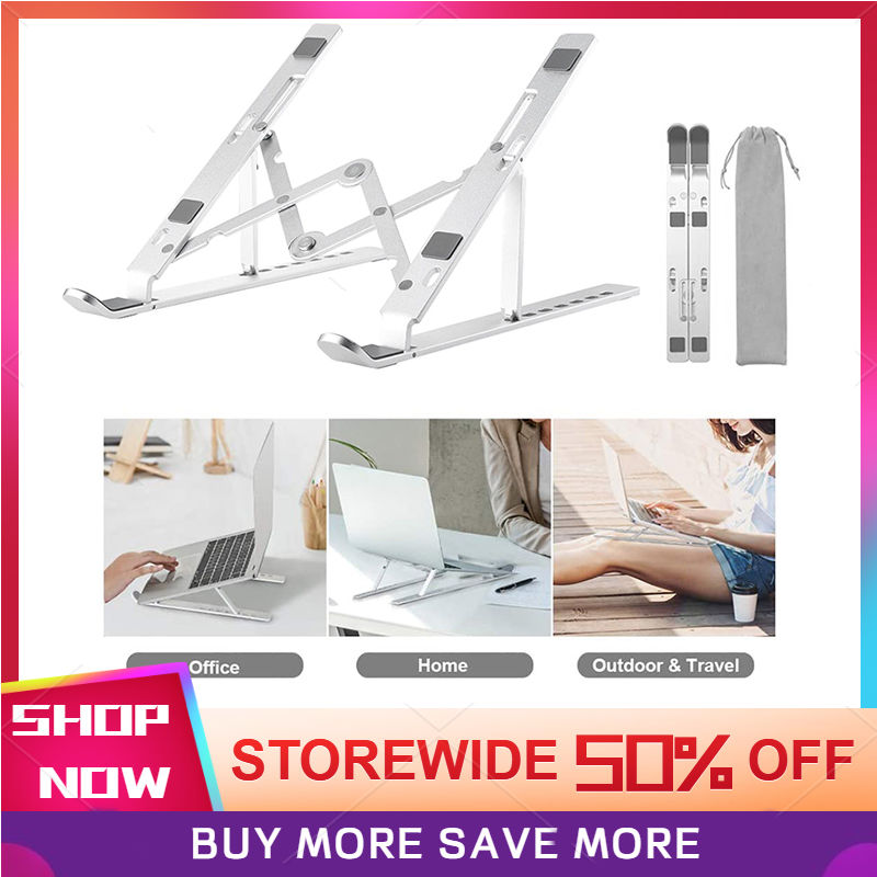 Laptop Stand Foldable 7 Steps 9-17.3 Inch Notebook Computer Tablet Adjustable Aluminium Alloy Portable Outdoor Cooling Bracket Ergonomic For IPad Air Mac Book Lenovo Huawei Samsung Xiaomi ASUS Acer HP Computer Holder laptop Accessories Accesorries Compute