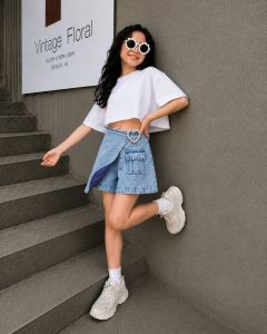 Celana Rok cargo hotpant jeans pendek anak perempuan 2in1 usia 1-12tahun jeans denim premium