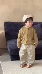 Childrens clothing Korean style spring outfit for babies 2026 Spring childrens clothing set for boys knitted jacket and casual pants