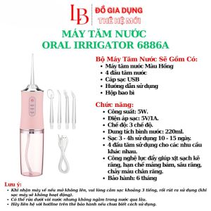 Máy tăm nước LB Oral Irrᶖgator 6886A tăm nước vệ sinh răng 4 đầu tăm  Kháng nước IPX7 Đổi Mới 30 Ngày Đầu