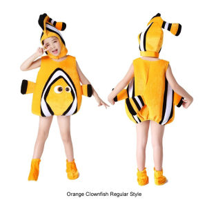 3D Style Clownfish Tropical Fish Cosplay Costume Marine Animals Children Performance Sea World Clothing Set Hat shoe Kids Anime Dancing Dress Show