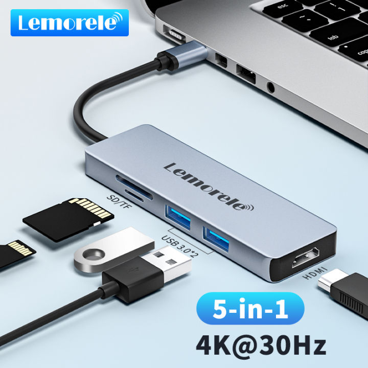 【Free Returns】 Lemorele TC18L USB Hub 5Port Docking Station USB C HUB