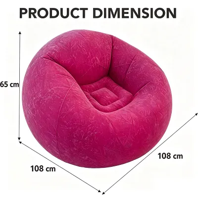 2in1 Lounge Sofa Bed Set Folding Portable Inflatable Lazy Flocking Recliner Chair with Footstool