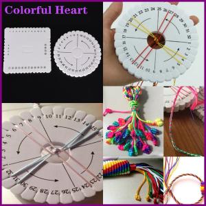 Colorful Heart แผ่นถักลายทรงกลมทำด้วยมือเชือกถักแผ่นดิสก์