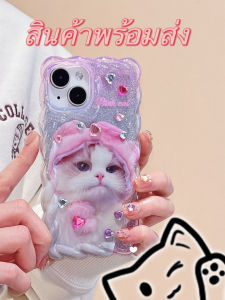 🖤ส่งจากไทยใน24ชม.🖤เคสไอโฟน 14 13 12 11 Pro Max เคส iPhone 11 แมว เอฟเฟกต์กลิตเตอร์ พกง่ายๆ การป้องกันการตก Case