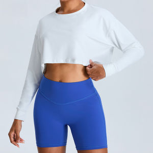 New slimming short yoga wear top loose casual sports T-shirt for women quick-drying long-sleeved fitness wear TM0191-A