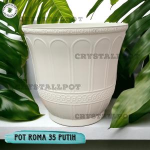 Pot Bunga Tanaman Tinggi Cjp Roma 35 Putih Bahan Tebal - CJP ROMA 35 PUTIH