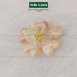 Bunga Polkadot Mawar Orange - Bunga Kain Putih Orange Canti Hiasan Souvenir