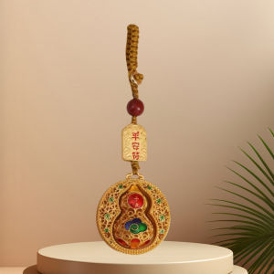 Golden Fortune Blessing Gourd Couple Keychain Holder for Luck & Protection Gift idea For Men And Women