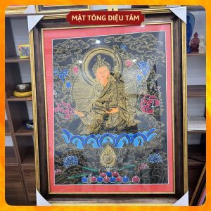 Tranh Thangka Phật Liên Hoa Sinh –(Có khung) Tranh thủ công Liên Hoa Sanh Họa Sư Vẽ Tay Nepal Cao Cấp Tâm Linh Mật tông Diệu Tâm