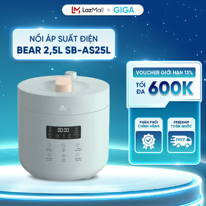 Nồi áp suất điện Bear 2,5L SB-AS25L - Bản tiếng Việt