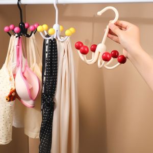 OKKFINE Multifunctional Home Clothes Hanger Portable Rotatable 360°Rotating Hook Portable With 6 Balls Handbag Organizer Bra Scarf Hats Bags
