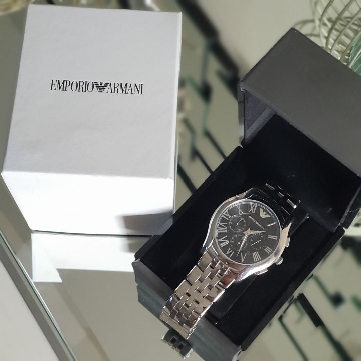 Men s Watch AR1786 Original Emporio Armani Classic Chronograph Black Dial Stainless Steel With 1 Year Warranty For Mechanism Lazada PH