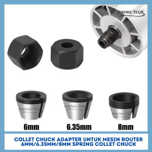 1set 3in1 Adapter Collet Chuck untuk Mesin Router  6mm/6.35mm/8mm Spring Collet Chuck