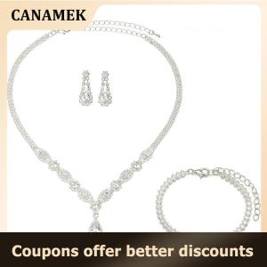 【 CANAMEK 】 Womens Fashion Claw Chain Cutout Necklace Earrings Jewelry Set Bridal Jewelry Jewelry Wedding Party Holiday Gift