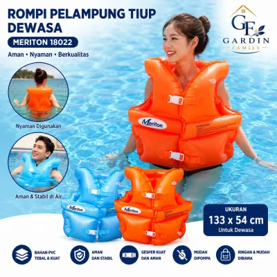 Rompi Jaket Pelampung Tiup Dewasa 133x54cm Meriton 18022 | Inflatable Swim Vest Renang Aman & Nyaman