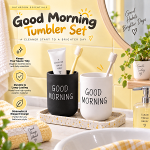 Boxera Cawan Berus Gigi Minimalis Toothbrush Cup Bathroom Toothbrush Holder Storage Cup 300ml Drinking Cup PP Good Morning Makeup Brush Stationery Organizer Home Office Dormitory Easy Clean Family Counter Easy Clean 早安漱口杯 ABS