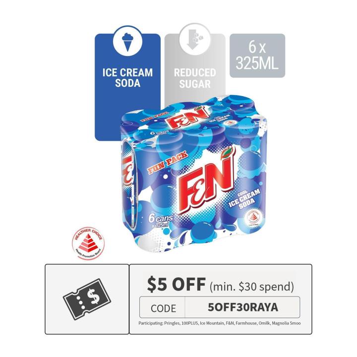 F&N Ice Cream Soda Sparkling Drink 325ML x 6 | Lazada Singapore