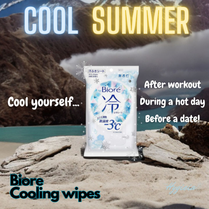 Bioré Cool Body Sheets Body Cooling Wipes -3°C Unscented Floral ...